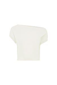 KAMRYN ONE SHOULDER KNIT TOP - WHITE