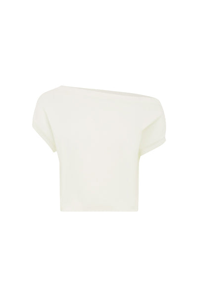 KAMRYN ONE SHOULDER KNIT TOP - WHITE