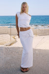 KAMRYN SIDE TIE KNIT MAXI SKIRT - WHITE