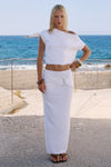 KAMRYN SIDE TIE KNIT MAXI SKIRT - WHITE