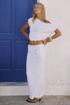 KAMRYN SIDE TIE KNIT MAXI SKIRT - WHITE