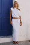 KAMRYN ONE SHOULDER KNIT TOP - WHITE