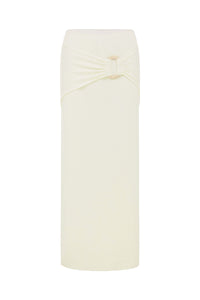 KAMRYN SIDE TIE KNIT MAXI SKIRT - WHITE