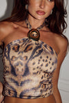 KEELEY KEYHOLE HALTER TOP - MENDEZ BROWN