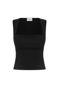 KODY SQUARE NECK TOP - BLACK