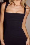 KODY SQUARE NECK MIDI DRESS - BLACK