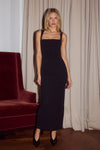KODY SQUARE NECK MIDI DRESS - BLACK