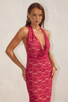 KYLO PLUNGE COWL MAXI DRESS - BERRY