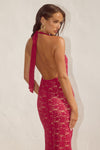 KYLO PLUNGE COWL MAXI DRESS - BERRY