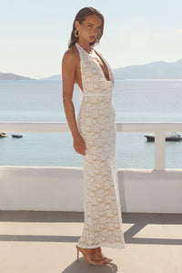 KYLO PLUNGE COWL MAXI DRESS - WHITE