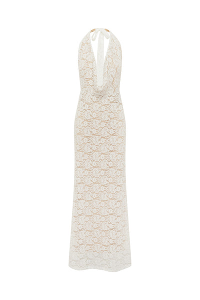 KYLO PLUNGE COWL MAXI DRESS - WHITE