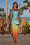 KYRA MIDI DRESS - PARADISE OMBRE