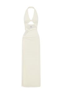 LAILA CUT OUT HALTER MAXI DRESS - WHITE
