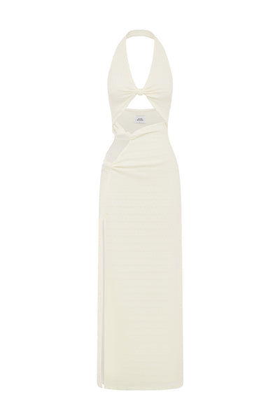 LAILA CUT OUT HALTER MAXI DRESS - WHITE