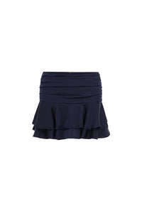 LANEY LAYERED RUFFLE MINI SKIRT - NAVY