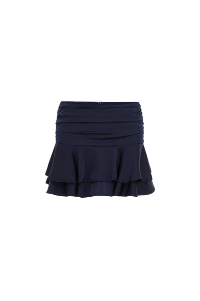 LANEY LAYERED RUFFLE MINI SKIRT - NAVY