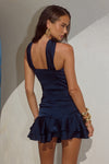 LANEY LAYERED RUFFLE MINI SKIRT - NAVY