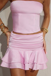 LANEY LAYERED RUFFLE MINI SKIRT - BABY PINK