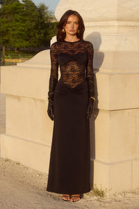 LARNA SLEEVED MAXI DRESS - BLACK
