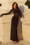 LARNA SLEEVED MAXI DRESS - BLACK