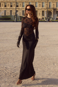 LARNA SLEEVED MAXI DRESS - BLACK