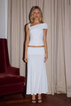 LARSEN RUCHED WAIST MIDI SKIRT - WHITE