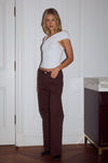 ZAVI STRAIGHT LEG JEANS - CHOCOLATE