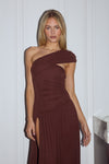 LARSEN ONE SHOULDER MAXI DRESS - ESPRESSO