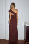LARSEN ONE SHOULDER MAXI DRESS - ESPRESSO