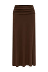 LARSEN RUCHED WAIST MIDI SKIRT - ESPRESSO