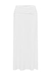 LARSEN RUCHED WAIST MIDI SKIRT - WHITE