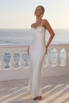 LAVENA FLORAL DETAIL MAXI DRESS - PEARL