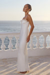LAVENA FLORAL DETAIL MAXI DRESS - PEARL