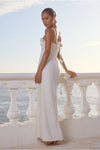 LAVENA FLORAL DETAIL MAXI DRESS - PEARL