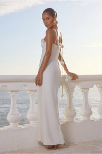 LAVENA FLORAL DETAIL MAXI DRESS - PEARL