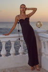 LAVENA FLORAL DETAIL MAXI DRESS - NOIR