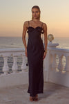 LAVENA FLORAL DETAIL MAXI DRESS - NOIR