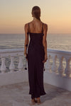 LAVENA FLORAL DETAIL MAXI DRESS - NOIR