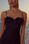 LAVENA FLORAL DETAIL MAXI DRESS - NOIR