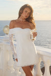 LEONA LACE LONG SLEEVE MINI DRESS - WHITE