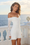 LEONA LACE LONG SLEEVE MINI DRESS - WHITE