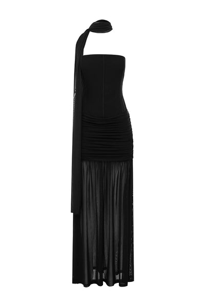 LILLIE CORSET MAXI DRESS - BLACK