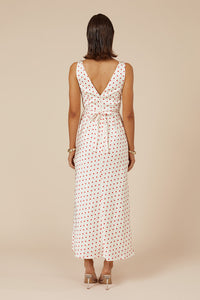 LIVI MIDI DRESS - WHITE/RED