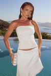 LOANA LACE TRIM STRAPLESS TOP - WHITE