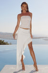 LOANA WAVY HEM MAXI SKIRT - WHITE