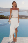 LOANA WAVY HEM MAXI SKIRT - WHITE