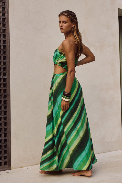 LOANI MAXI DRESS - GREEN STRIPE