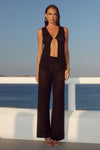 LOUI HIGH WAISTED KNIT PANTS - BLACK