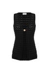 LOUI SLEEVELESS OPEN FRONT KNIT TOP - BLACK