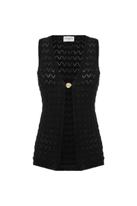 LOUI SLEEVELESS OPEN FRONT KNIT TOP - BLACK
